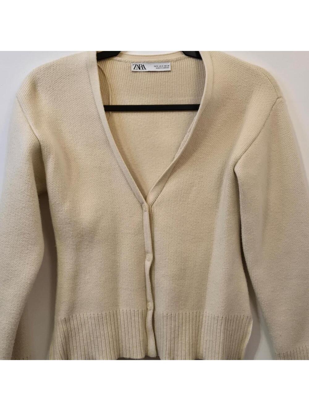 Zara Women's Cream and Tan Cardigan